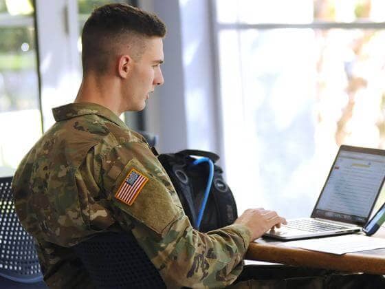 military student studying