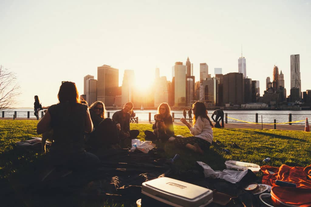 Adults Looking at City